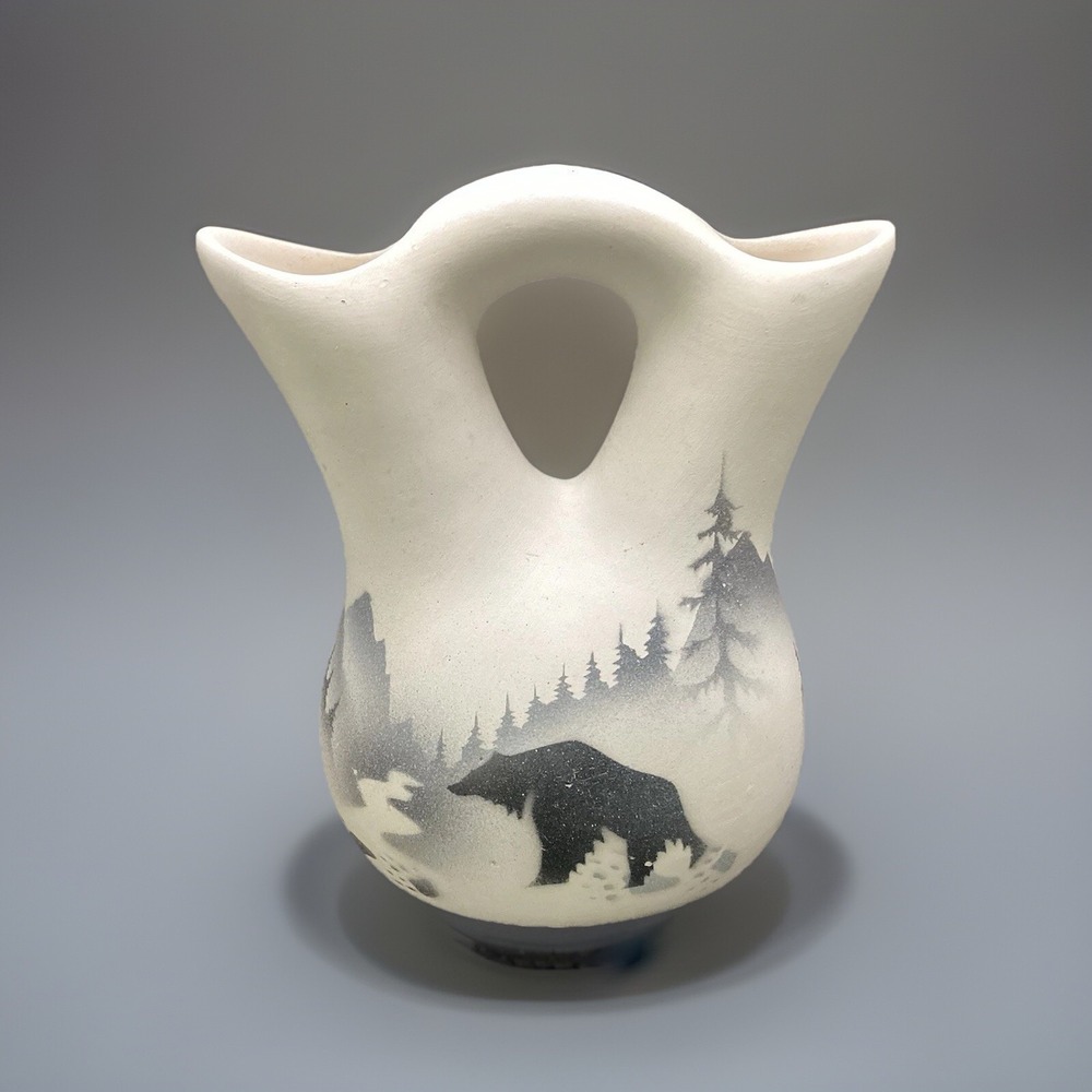 Vintage Handcrafted & Handpainted Navajo Wedding Vase 5.5" Signed